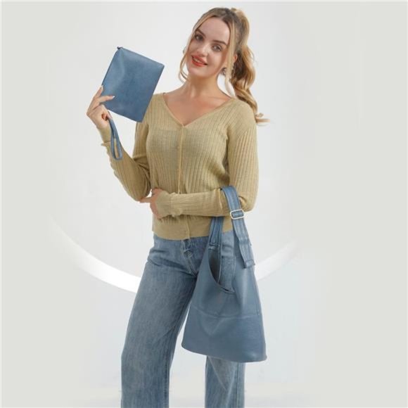 Hobo Bags Purse for Women Ultra Soft Foldable Shoulder Slouchy Handbags - Picture 2 of 6